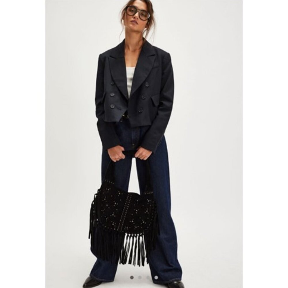 NWT-Free People Betty Solid Blazer - Navy - M